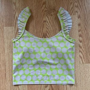 Kortni Jeane Neon Green & White Polka Dot Bikini Top